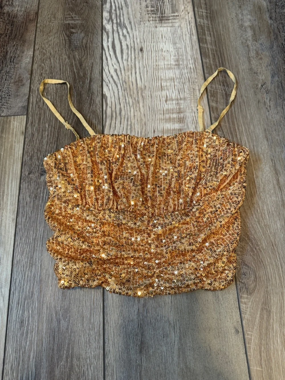 Free People Gold Smocked Cami with Yellow Straps